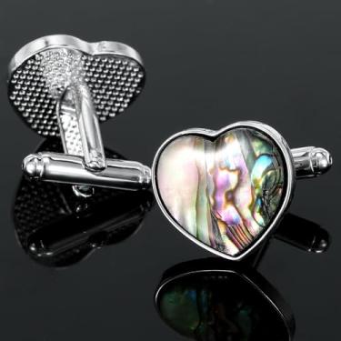 Imagem de Abotoaduras coloridas de concha design céu estrelado abotoaduras elegantes para homens mulheres acessórios ternos e camisas de negócios, one size, Metal, Sem Pedra Preciosa