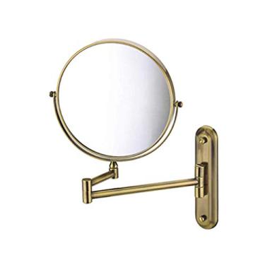 Imagem de CZCZC Espelho de maquiagem montado na parede, espelho de beleza de banheiro ajustável espelho de maquiagem dupla face ampliação 3X, bronze_20 cm