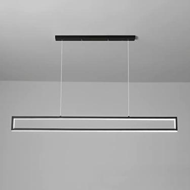 Imagem de Luminária pendente linear, luminária suspensa retangular de metal com cúpula de silicone, lustre LED moderno - 35W, luminárias de suspensão para iluminação de restaurantes, luminárias penden