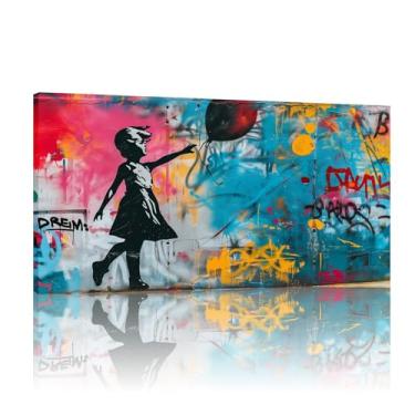 Imagem de Arte de parede em tela colorida, pôster de grafite, decoração de parede de arte de rua, tela de arte de parede Banksy, mural de parede Banksy, impressões Banksy - (25 x 50 cm) sem moldura 10 x 20