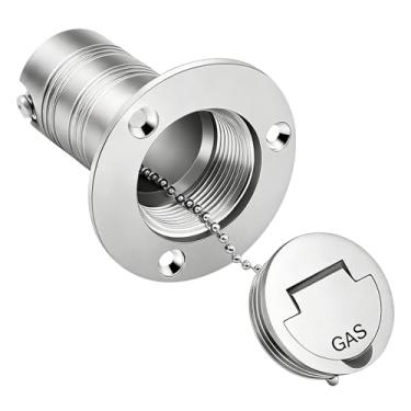 Imagem de Otoolling Enchimento de convés de barco de 38 mm (1-1/5.1 cm) com tampa sem chave, enchimento de convés de aço inoxidável 316, ferragens marítimas com parafusos para barco, iate, caravana RV (gás)
