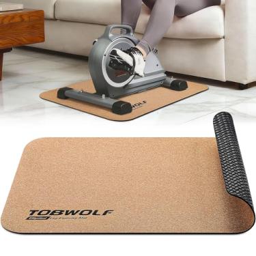 Imagem de TOBWOLF Tapete de treino antiderrapante para exercitador de perna de elipse, tapete elíptico de superfície de cortiça premium compatível com exercitador de pedal elétrico sentado, melhora a