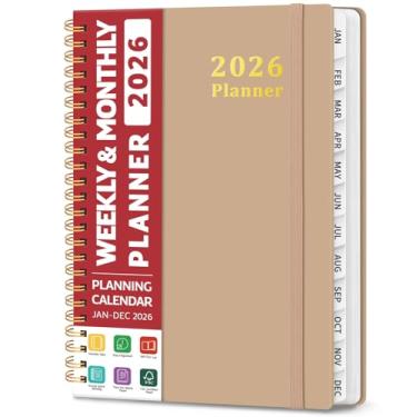 Imagem de Agenda 2026, agenda semanal e mensal, janeiro de 2026 a dezembro de 2026, capa dura, agenda agenda 2026, com abas para mulheres e homens, bolso interno, encadernação espiral, perfeito para escritório