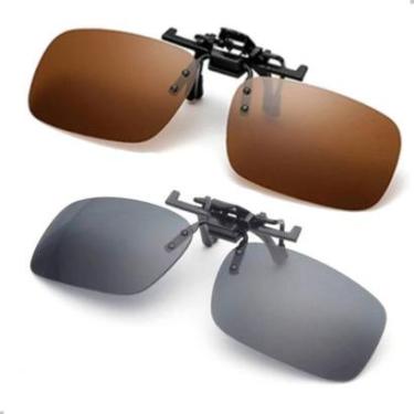 Imagem de Kit 2 Clip On Encaixa Oculos De Grau Polarizado Uv Motorista Dirigir-Masculino