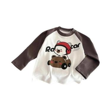 Imagem de Camiseta De Algodão Infantil De Manga Longa Com Estampa De Desenho Ani