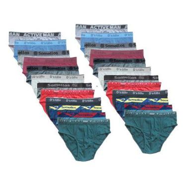 Imagem de Kit Cuecas Slip Adultas 24unid 100% Algodão Somellos Atacado -, Sortid