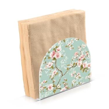 Imagem de Suporte de guardanapo de fundo de flores de primavera para decoração de cozinha de mesa suportes de guardanapo de papel corações de acrílico para sala de jantar de tecido interior exterior festa