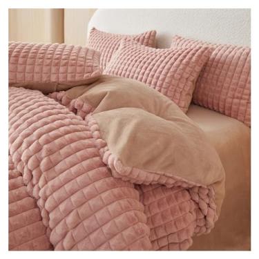 Imagem de Conjunto de cama de veludo artificial de coelho para outono e inverno, quente e aconchegante, conjunto de edredom de pelúcia macia grau A, conjunto de cama (D B180 x 200 cm, cama 4 peças)