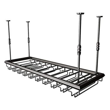 Imagem de Suporte de vinho de metal de altura ajustável Suporte de vinho para taças de vinho Suporte de garrafa de vinho pendurado prateleira de copo de vinho adequada para bares, cozinhas, restaurante/a/6 (B