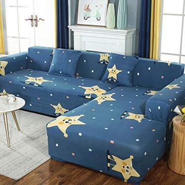 Imagem de Capa de sofá em forma de L, capa de sofá seccional, macia, 1/2/3/4 assento, tecido de poliéster, resistente a manchas, antiderrapante, lavável na máquina, com 2 fronhas (G 145 ~ 185 cm + 190 ~ 230 cm)