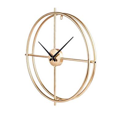 Imagem de Relógio de parede artístico, 50 cm/20 polegadas, grande, metal, redondo, personalizado, moderno, chique, relógios de parede sem tique-taque para sala de estar, cozinha, quartos, escritório, café, bar