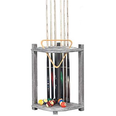 Imagem de Suporte para taco de sinuca cinza, organizador de 10 tacos de sinuca, suporte de armazenamento de taco de piscina para sala de bilhar