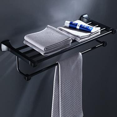 Imagem de 3FLQOOPP Toalheiro, toalheiro de banheiro, suporte de toalha montado na parede, toalheiro fosco, suporte de alumínio montado na parede, acessórios de banheiro de design redondo prateleiras de banho/55