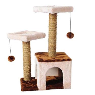 Imagem de U5GAAALPPQ9 Coluna de papelão de vidro para gatos Clim e arranhador de gatos, centro de atividades marrom