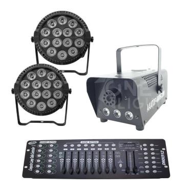 Imagem de Kit 2 Par Led Slim + Máquina De Fumaça 600W + Mesa Dmx 512