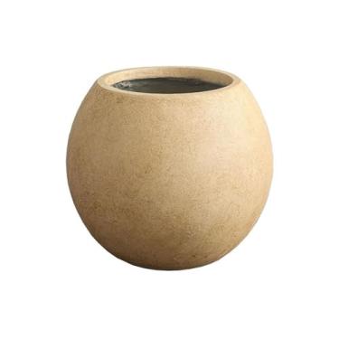 Imagem de KHUTRW3D Vasos redondos de cor camelo para ambientes internos e externos, vaso de flores de argila de magnésio, com orifícios de drenagem, para escritório, casa, cozinha, jardim, ambientes internos e