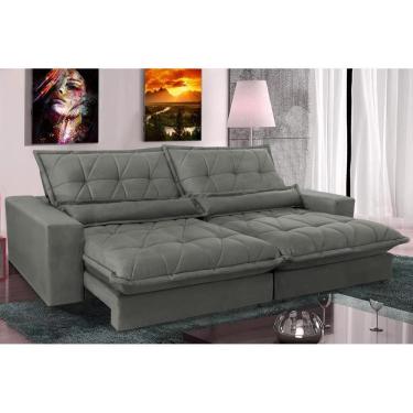 Imagem de Sofa Retrátil E Reclinável 2,52m Com Molas Ensacadas Cama Inbox Soft Tecido Suede Cinza