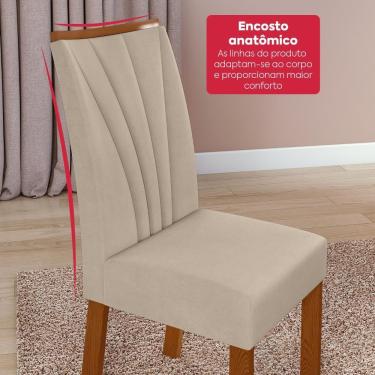 Imagem de Conjunto Sala De Jantar Mesa Easy Pop 170x90cm Tampo Mdf Com 6 Cadeiras Confort Veludo Naturale Creme Frassino/off White