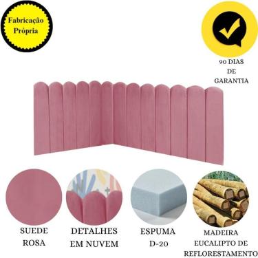 Imagem de Cabeceira Painel Cama Casal Box Nuvem Suede Sandy 140 Cm Cor:rosa