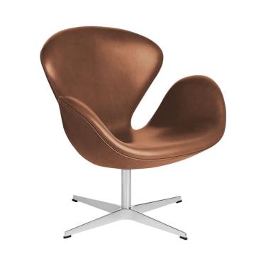 Imagem de Poltrona Swan Couro Sintético Marrom Base Alumínio Giratória