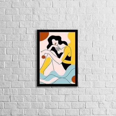 Imagem de Quadro mulher verão 2 45x34cm - vidro, moldura preta - Quadros On-Line
