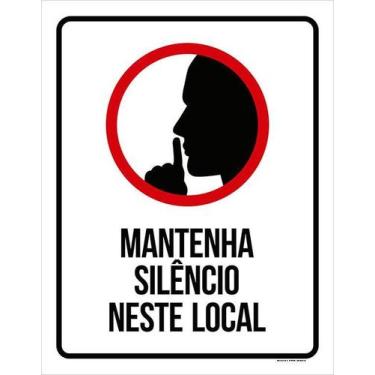 Imagem de Kit 5 Placa Acm Mantenha Silêncio Neste Local 18X23 - Sinalizo