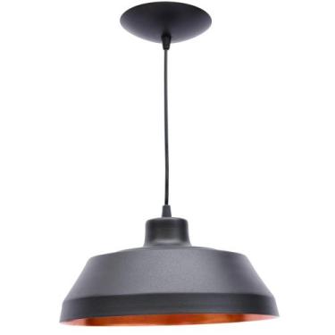 Imagem de 2X Pendente Prato Poptem Bedd Aluminio Preto E Cobre