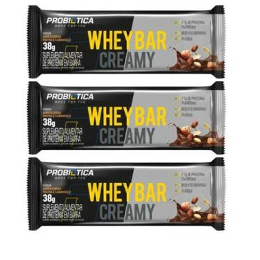 Imagem de Kit 3 Whey Bar Creamy Barra 15G De Proteína Chocolate 38G - Probiotica