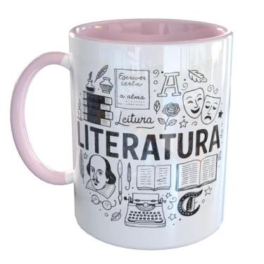 Imagem de Caneca Porcelana Literatura Amor pela Leitura - Pense Canecas, Rosa Cl