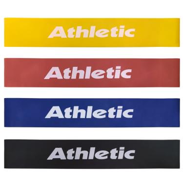 Imagem de Kit 4 Faixas Elásticas de Resistência Athletic 4 Níveis Treino Funcional Musculação Fitness em Casa`