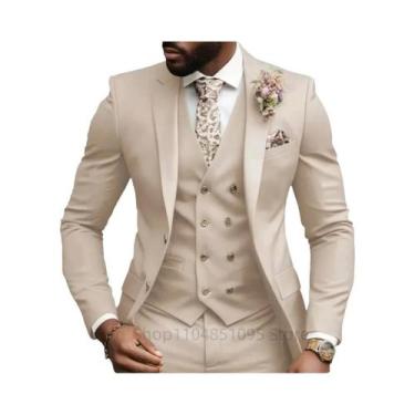 Imagem de Elegante Terno Rosa Slim Fit Para Casamento Masculino: Jaqueta, Colete