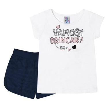 Imagem de Conjunto Infantil Pulla Bulla Estampado Feminina, Branco, 2A