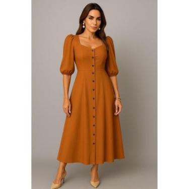 Imagem de Vestido Longo D Bell Outlet Fashion Manga Longa Terracota-Feminino