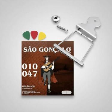 Imagem de Kit Afirmador Corda Cordas Cordal Violão + Cordas Aço 0.10/0.11 - Alle