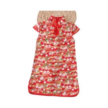Imagem de Vestido Qipao Vermelho Para Meninas, Vestido De Verão Retro Clássico C
