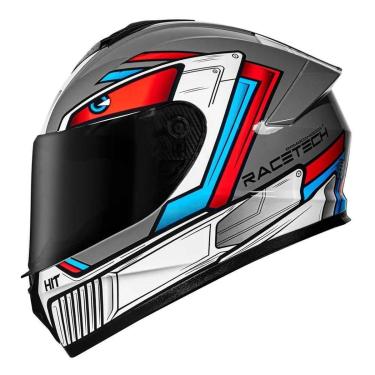 Imagem de Capacete Race Tech Hit Android Cinza e Vermelho-Masculino
