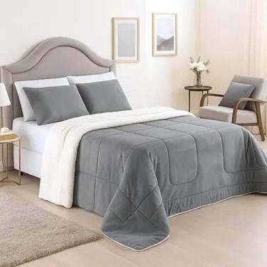 Imagem de Cobertor Coberdrom Casal Queen Size Pele de Carneiro Lã Sherpa Dupla F