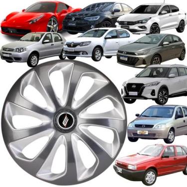 Imagem de 1 Calota Esportiva Modelo Velox Aro 14 Polegadas Grafite com Prata Uni
