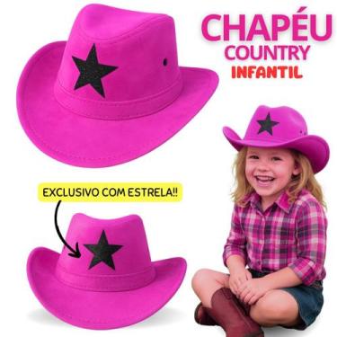 Imagem de Chapéu Country Feminino Adulto Infantil com Estrela Rodeio Festa Junin