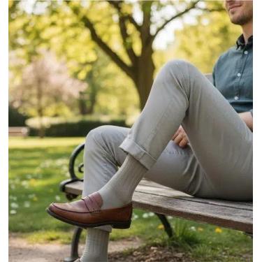 Imagem de Kit 3 Pares Meias Keny Masculina Casual Social Algodão Macio, Bege, 38
