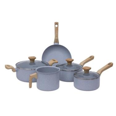 Imagem de Conjunto 5 Panelas Indução Revestimento Ceramico Pratic Cook Grafite M