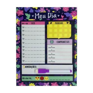 Imagem de Quadro Lousa Magnética Planner Diário - Florido - Pequeno - J B Criaçõ