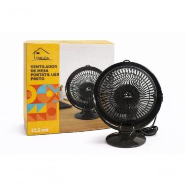 Imagem de Ventilador de Mesa Portátil Usb Silencioso Unicasa Móveis Preto 15cm 1