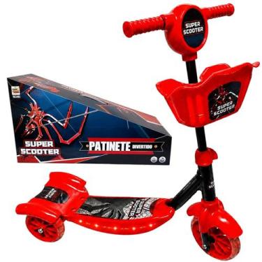 Imagem de Patinete Super Scooter Aranha 3 Rodinhas com Luzes e Som Infantil - To