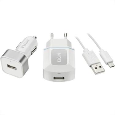 Imagem de Carregador Usb Veicular Elgin Kit Tomada + Cabo