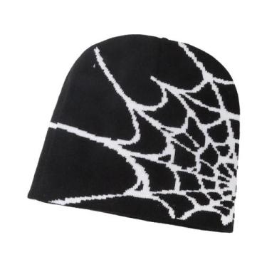 Imagem de Gorro Unissex Quente De Tricô Com Design De Teia De Aranha, Estilo Y2K