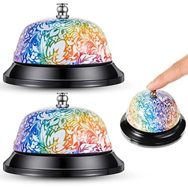 Imagem de Sinos de mesa para mesa, sinos de aço para mesa de jantar, sinos de serviço para recepção, balcão, hotéis, restaurantes, lojas, sala de aula, atenção, treinamento de animais de estimação (pacote com 2)