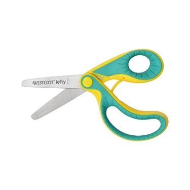Imagem de Westcott E-22003 00 Ergo JR. Tesoura infantil ergonômica para canhotos, lâmina de aço de 5,3 cm, cabo macio, verde/amarelo, 13,3 cm