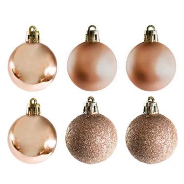 Imagem de Jogo 6 Bolas Natal Mista 7Cm - Bronze