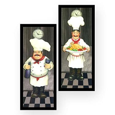 Imagem de Kit 2 Quadros Decorativos 19x45 cm cada com MOLDURA Cozinheiros Decoração Cozinha Gourmet